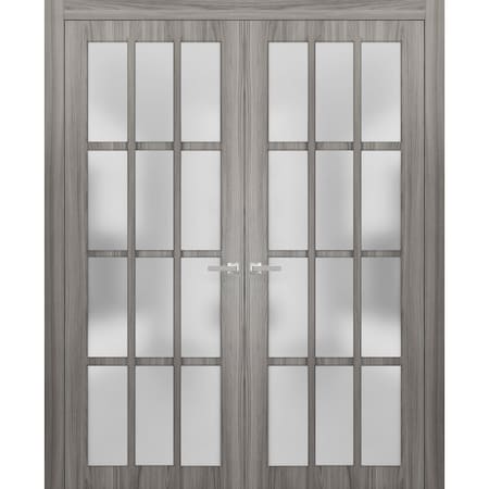 Sartodoors Double French Interior Door, 60" x 80", Gray FELICIA3312DD-GA-60